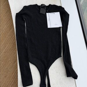 WARDROBE.NYC x Rosie Huntington Whitley Black Web Thong Bodysuit